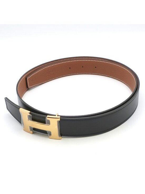 Hermes Belt Buckle Leather 95 Black Gold main image 8